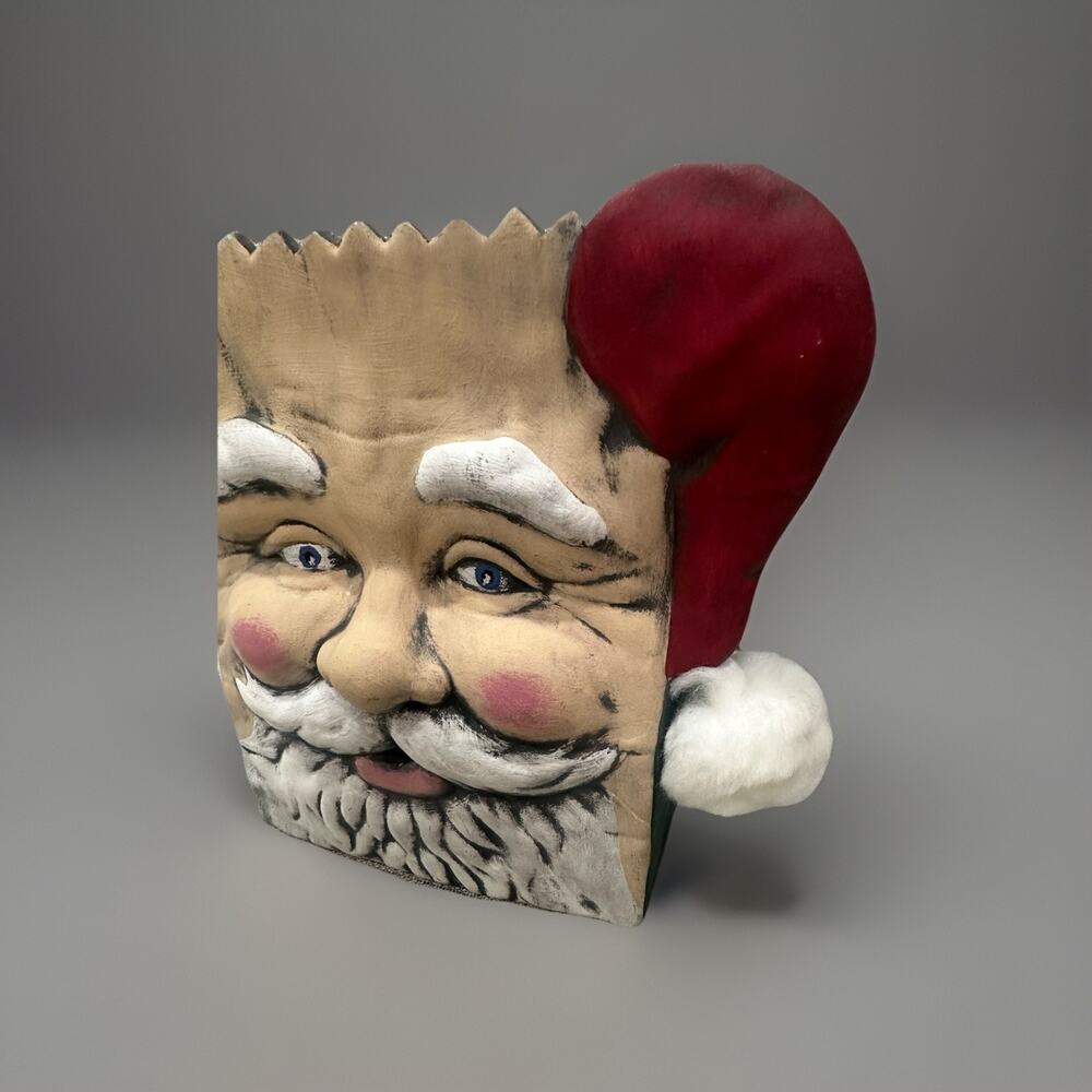VTG Ceramic Santa Claus Face Vase Planter‎ Christmas Pot FOLK ART HOLIDAY Custom - Picture 4 of 10